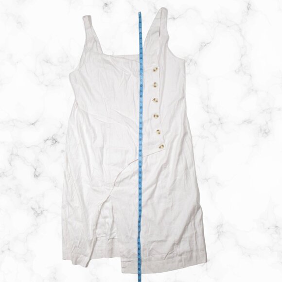 By Anthropologie Sleeveless Linen Button Wrap Midi Dress White 3X - Picture 5 of 11